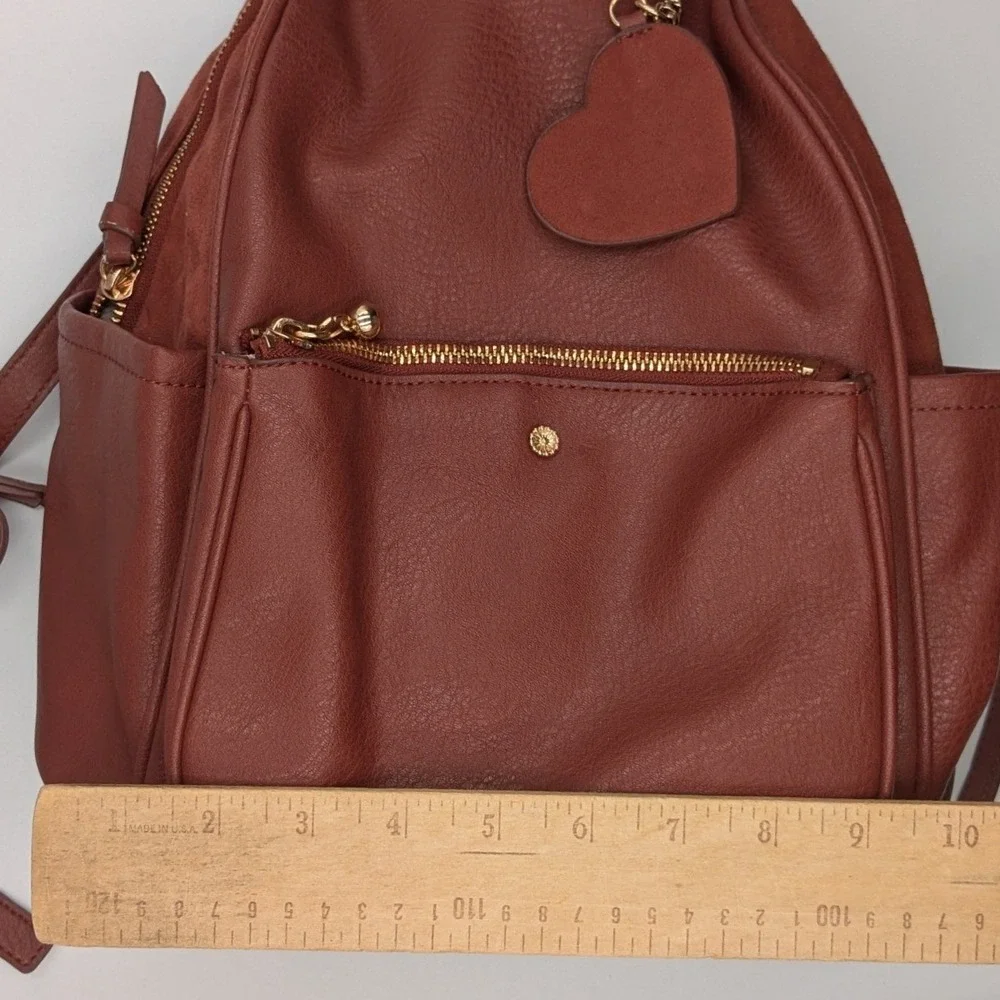 Lauren Conrad Vegan Leather Heart‎ Charm Backpack Burgundy Feminine Romantic